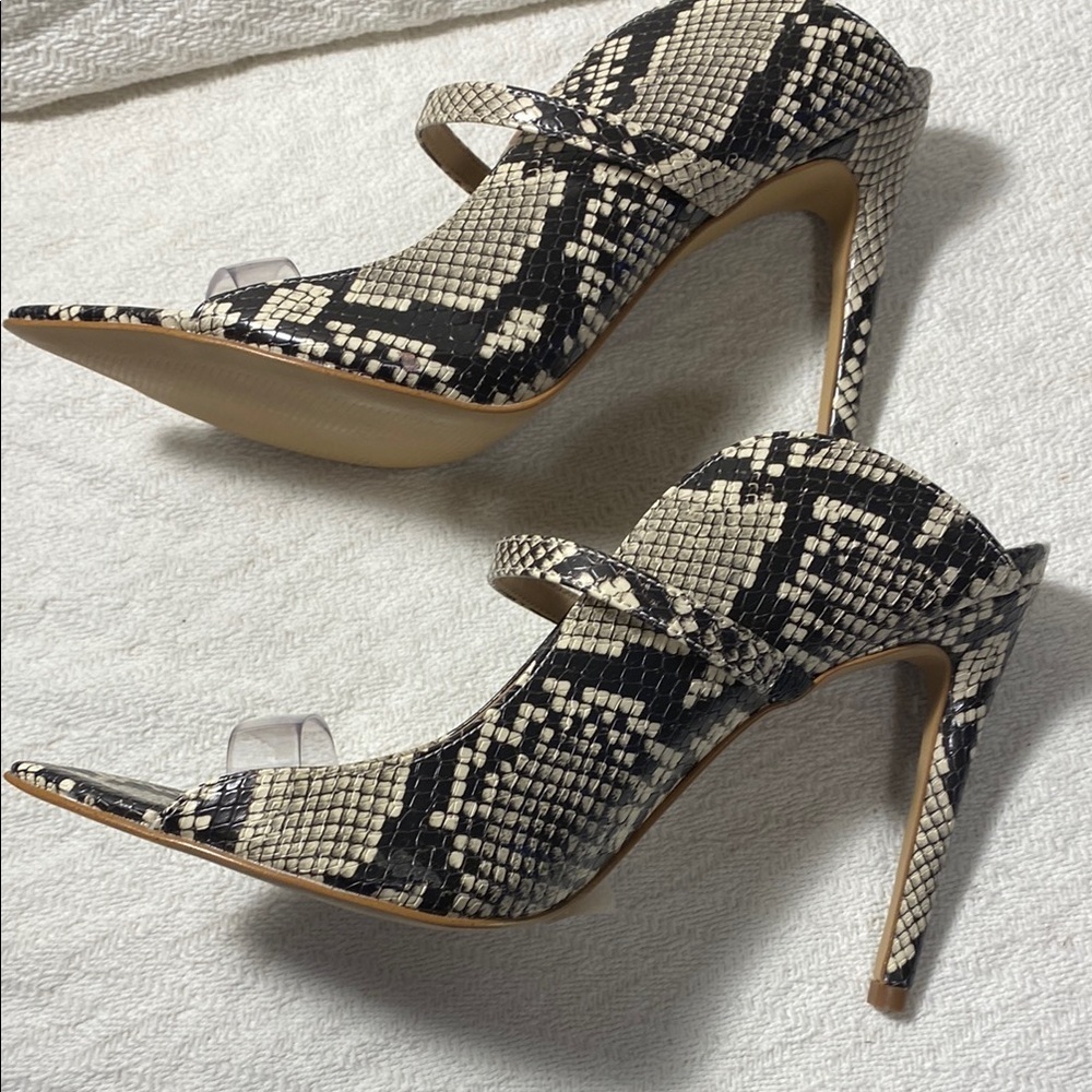 Aldo Snakeskin Patterned stiletto heels sexy reptile formal chic shoes open toe - Picture 11 of 12